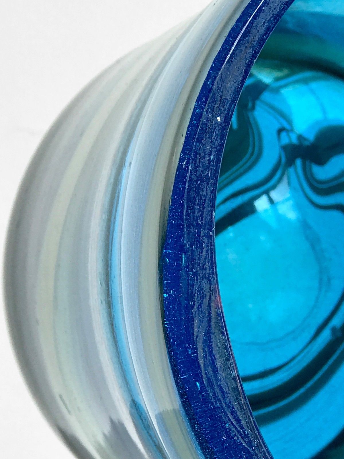 Cylindrical blue blown glass vase