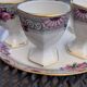 PLATTER AND ITS 6 PORCELAIN COQUETIERS WITH FLORAL DECOR TABLE ART