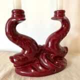 Red ceramic zoomorphic candle holder