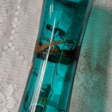 Large art nouveau turquoise blown glass vase