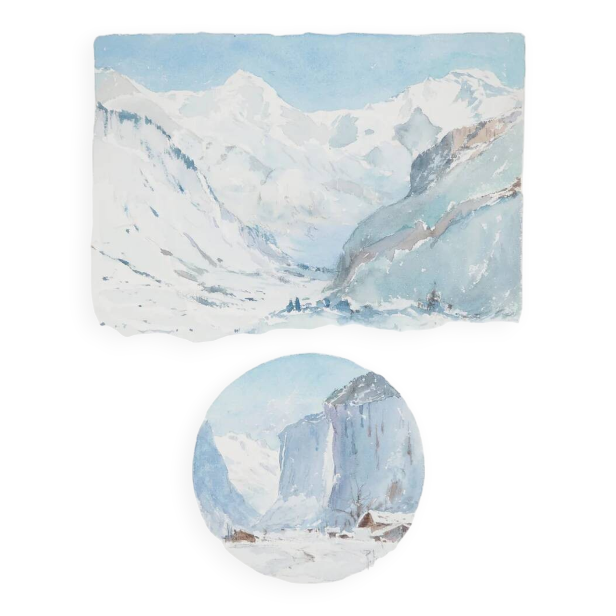 René LEVERD: Switzerland, Harmony of the Heights, original signed watercolor