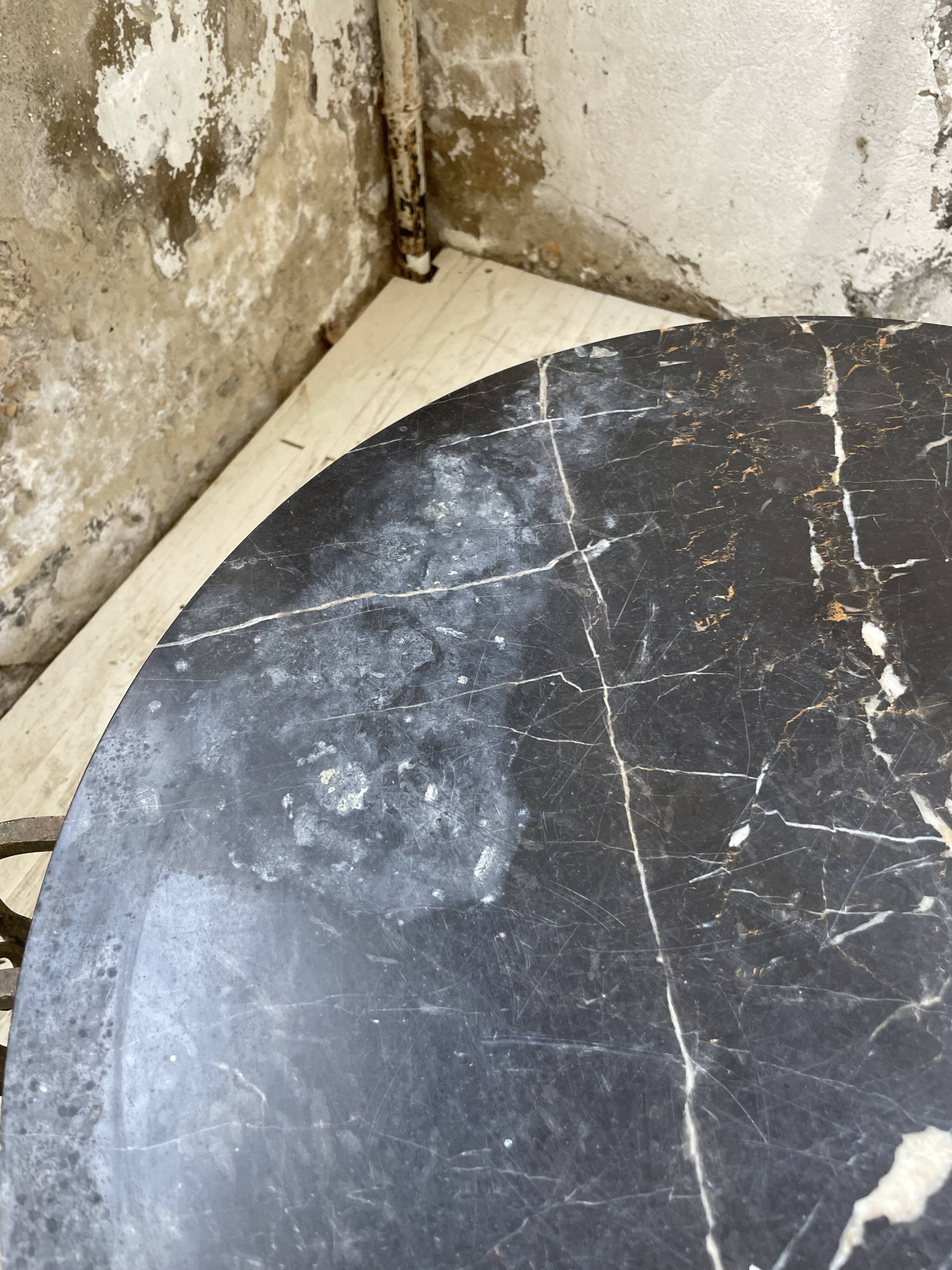 René Drouet coffee table in metal and black marble.