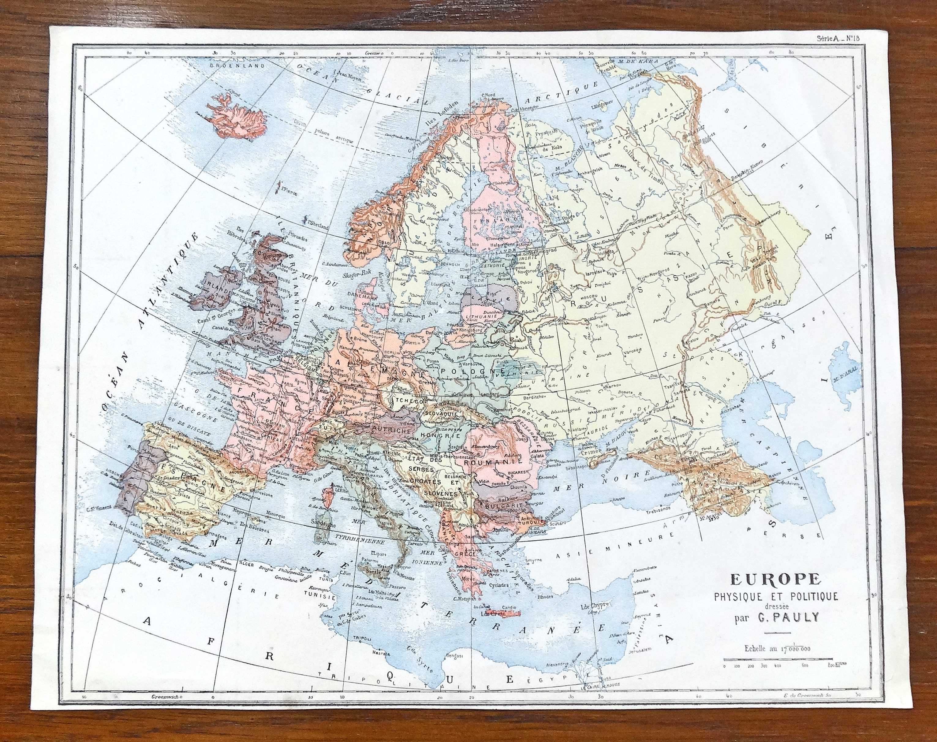 Old saussine geographical atlas in the form of a set of cubes around 1900
