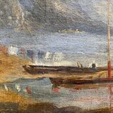 Marine painting "animated lake landscape" HST Italy Switzerland? Nineteenth century