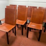 Chair Coral Mattéo Grassi in brown leather