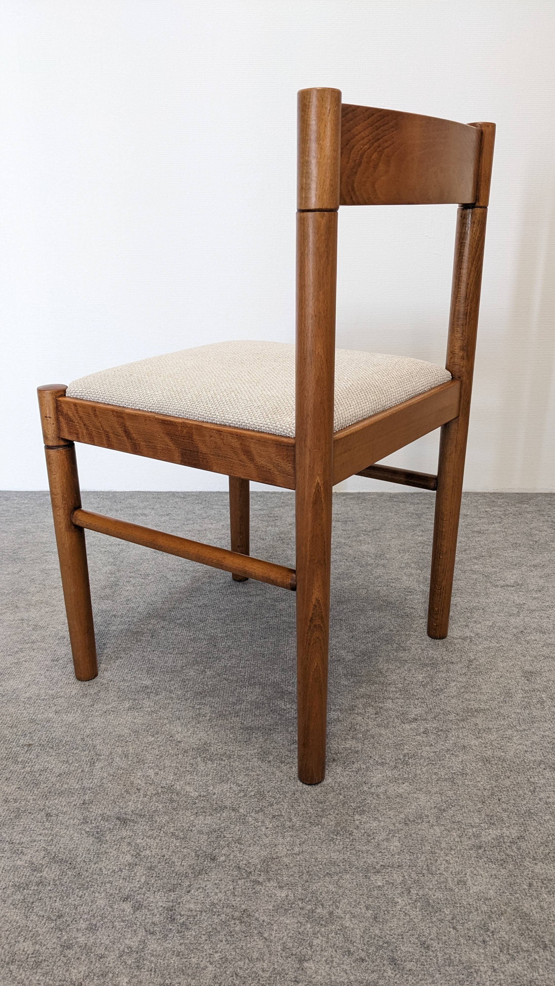 Set of 6 brutalist beech chairs, France circa 1970