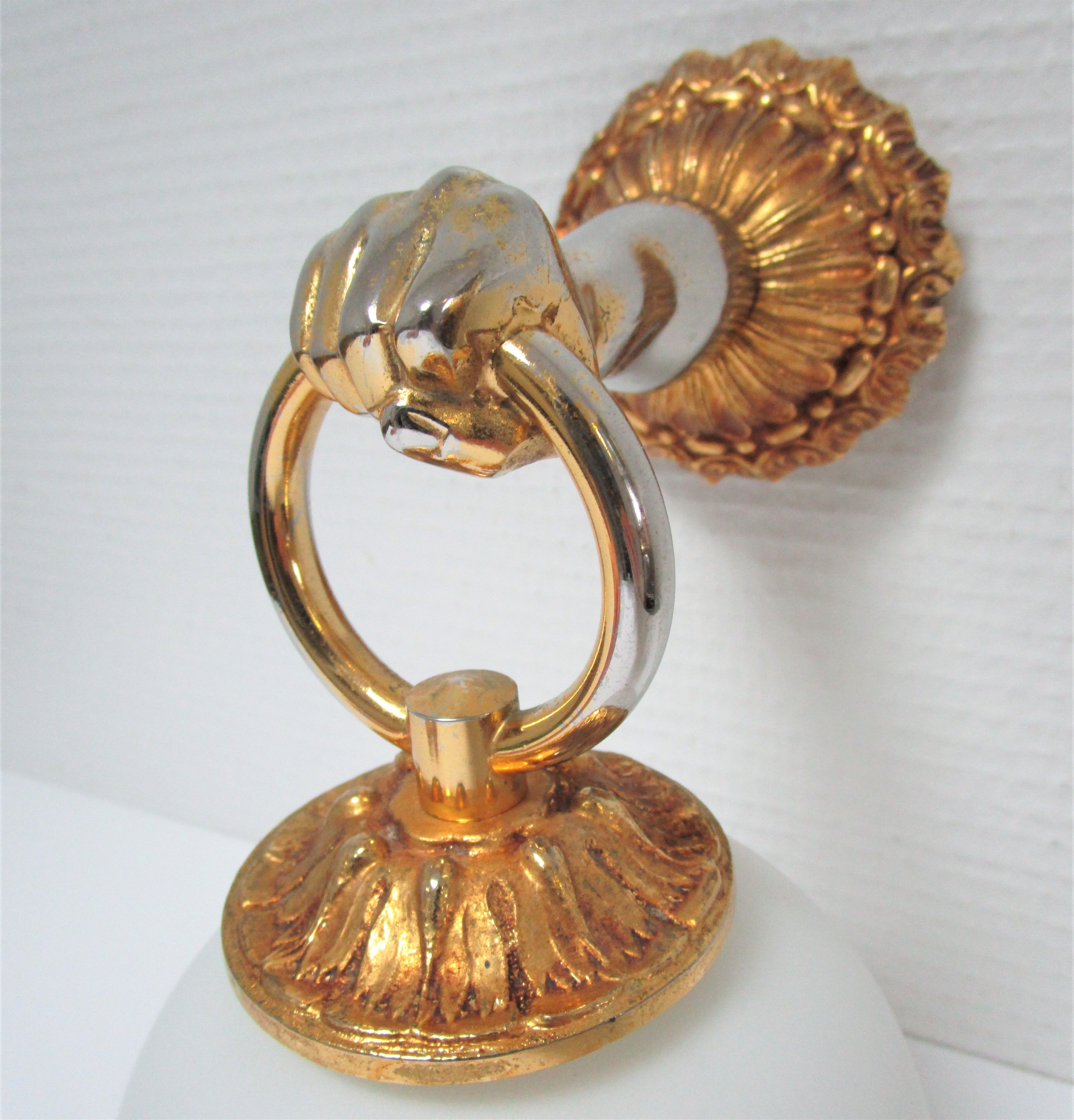 Hand sconce golden metal patinated opaline vintage