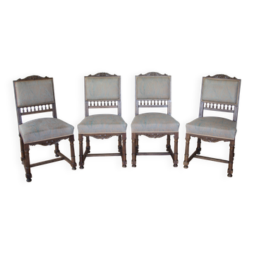 4 upholstered chairs in Henri II style