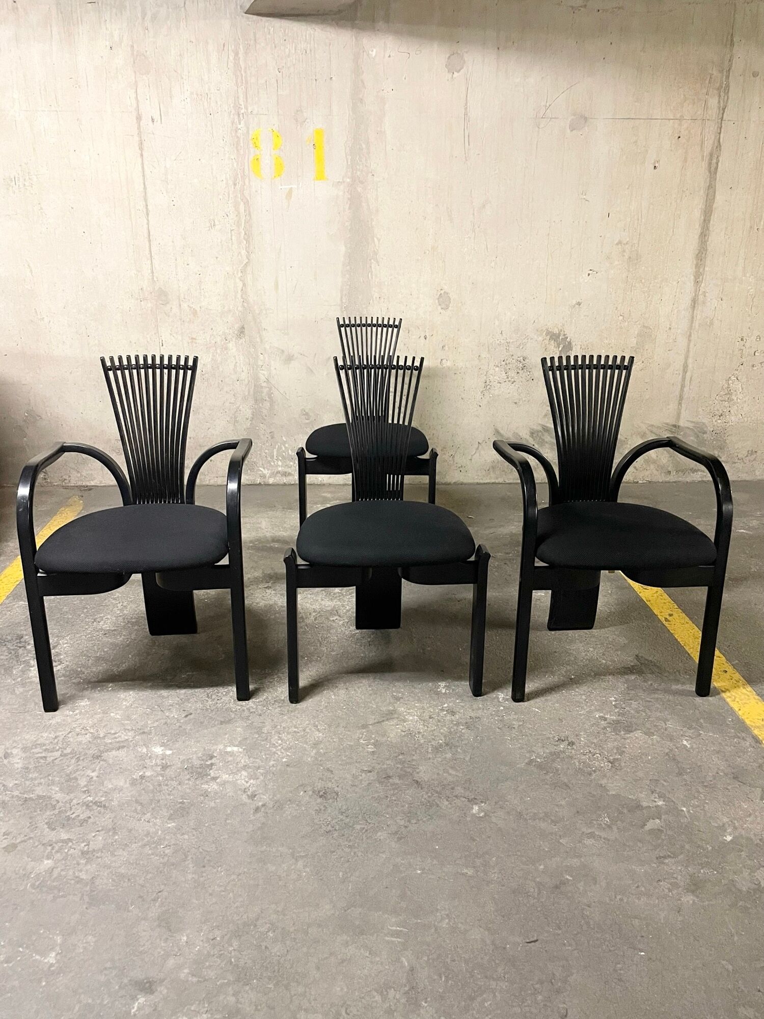 Set of 2 armchairs and 2 chairs "Totem", Torstein Nilsen, Westnofa 1980
