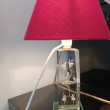 “Dancers” bedside lamp with crystal glass base