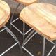 Set of 6 wooden stools with adjustable metal legs