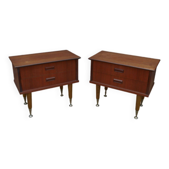 Pair of Scandinavian teak bedside tables 1960