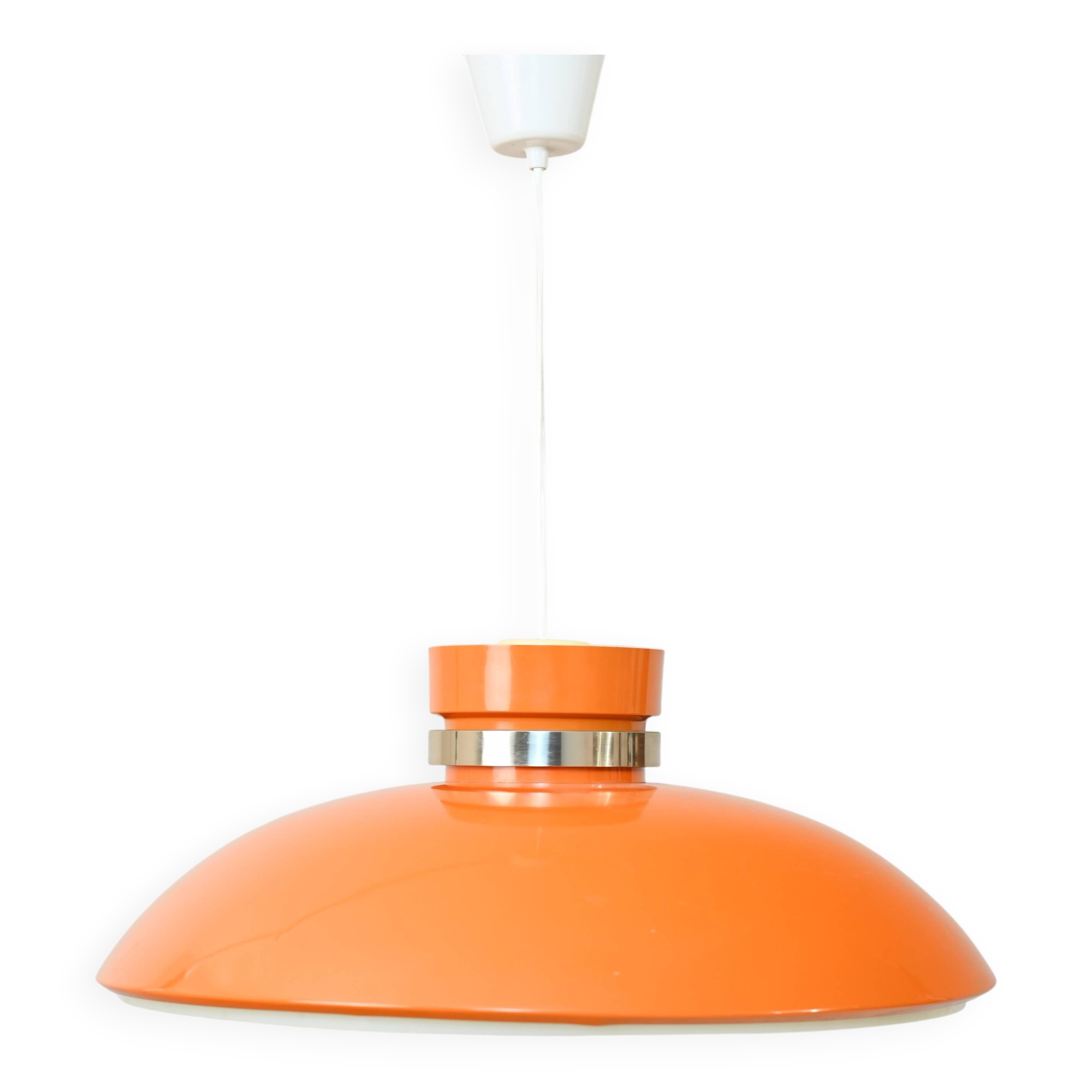 Scandinavian Pendant lamp in orange plastic, 1960s