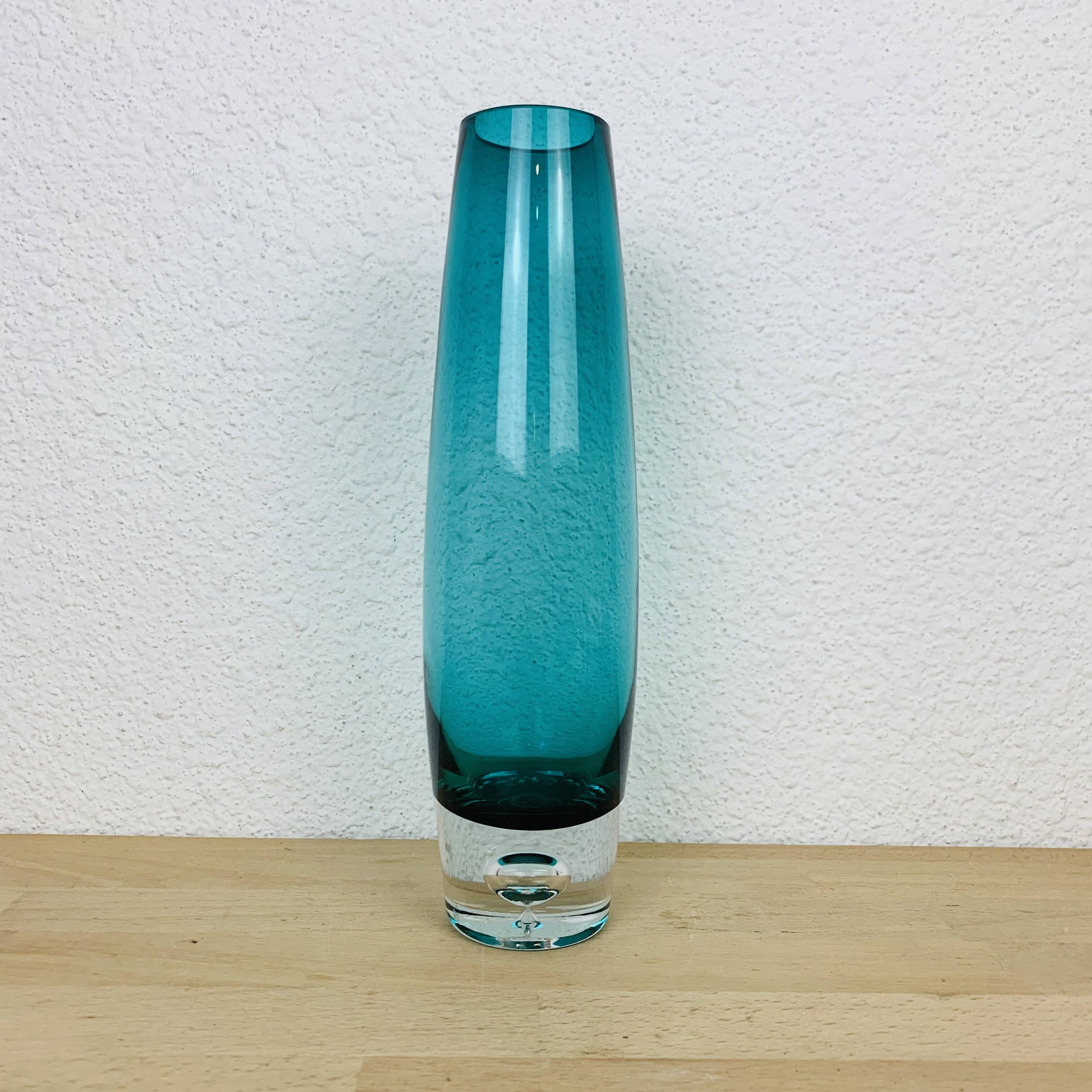 Vase scandinave verre Riihimaki, bleu