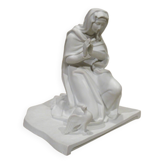 Large white porcelain Mary nativity statue subject Vista Alegre Portugal