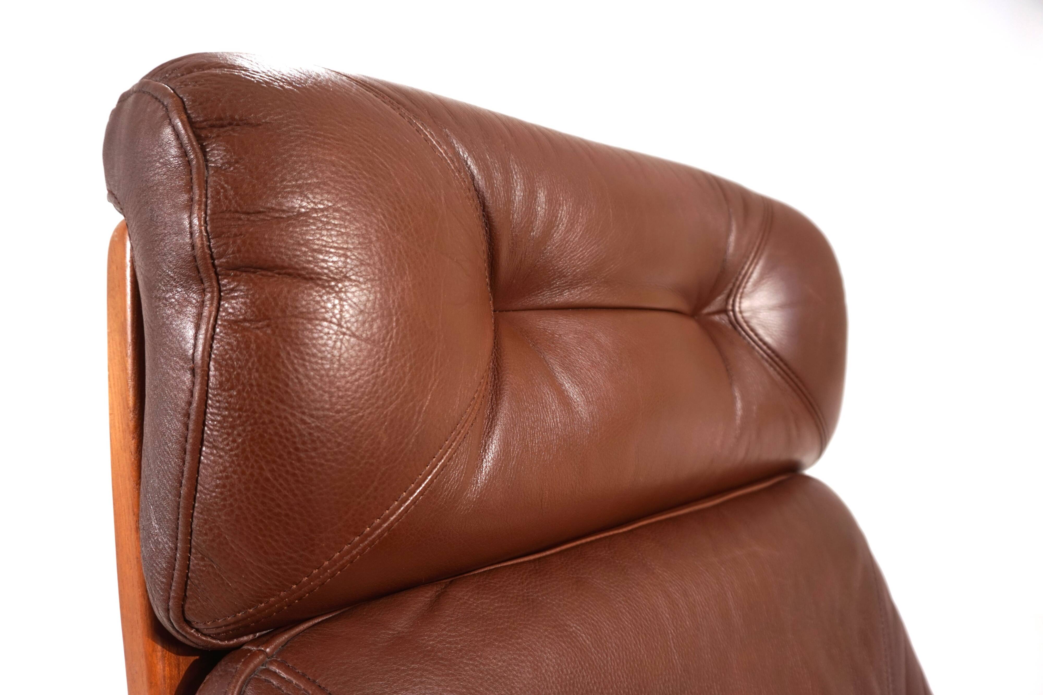 EMC teak leather armchair, 1960