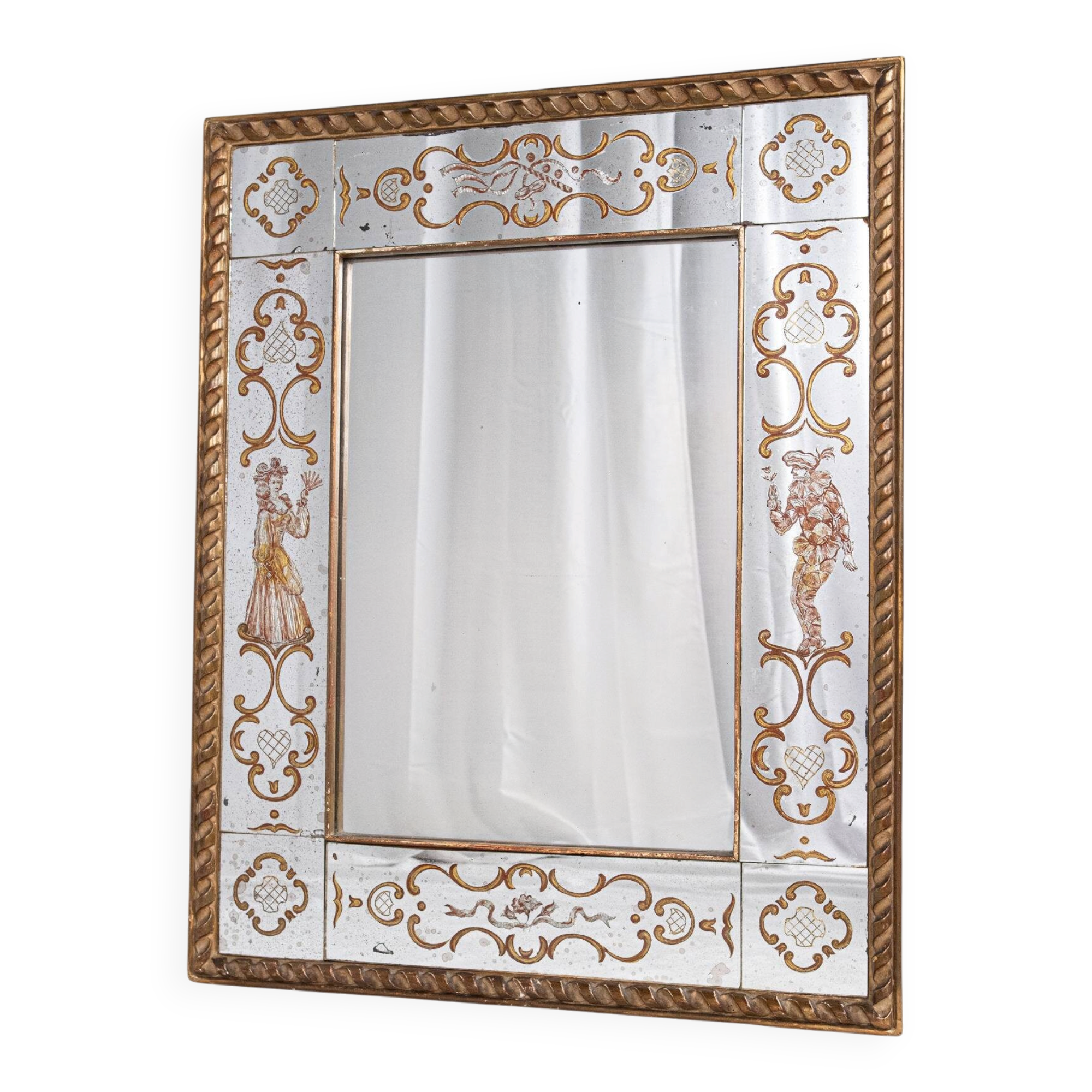 Miroir italien en verre églomisé, à parecloses, début XXe siècle