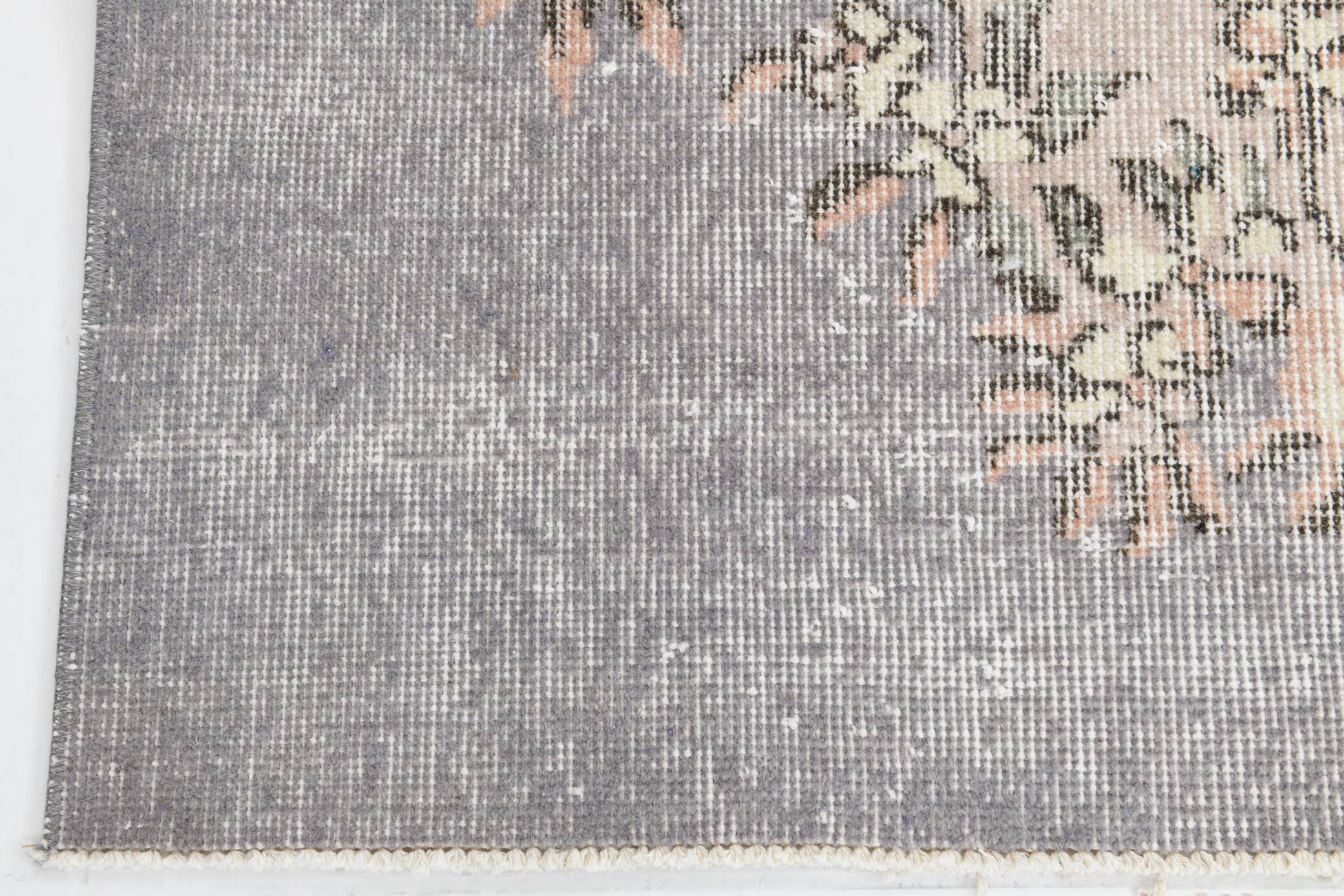 3x6 Gray & Cream Oriental Turkish Vintage Rug, 110x192Cm