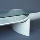 Table basse en contreplaqué et verre années 1960