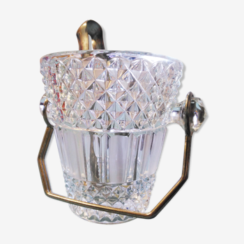 Art Deco crystal ice bucket and diamond tips