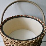 Tripod worker, sewing box, rattan and wood, 60s