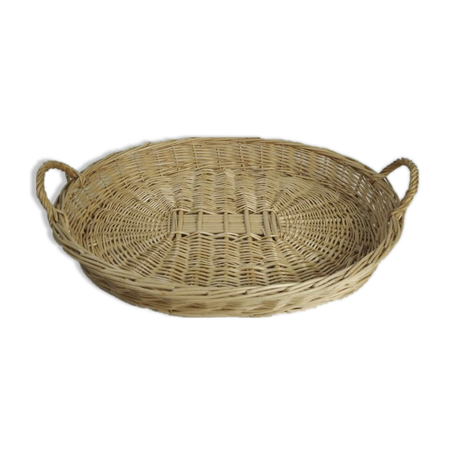 Wicker tray with handles