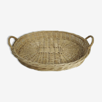 Wicker tray with handles