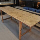 Table de travail vintage en sapin et en métal années 30