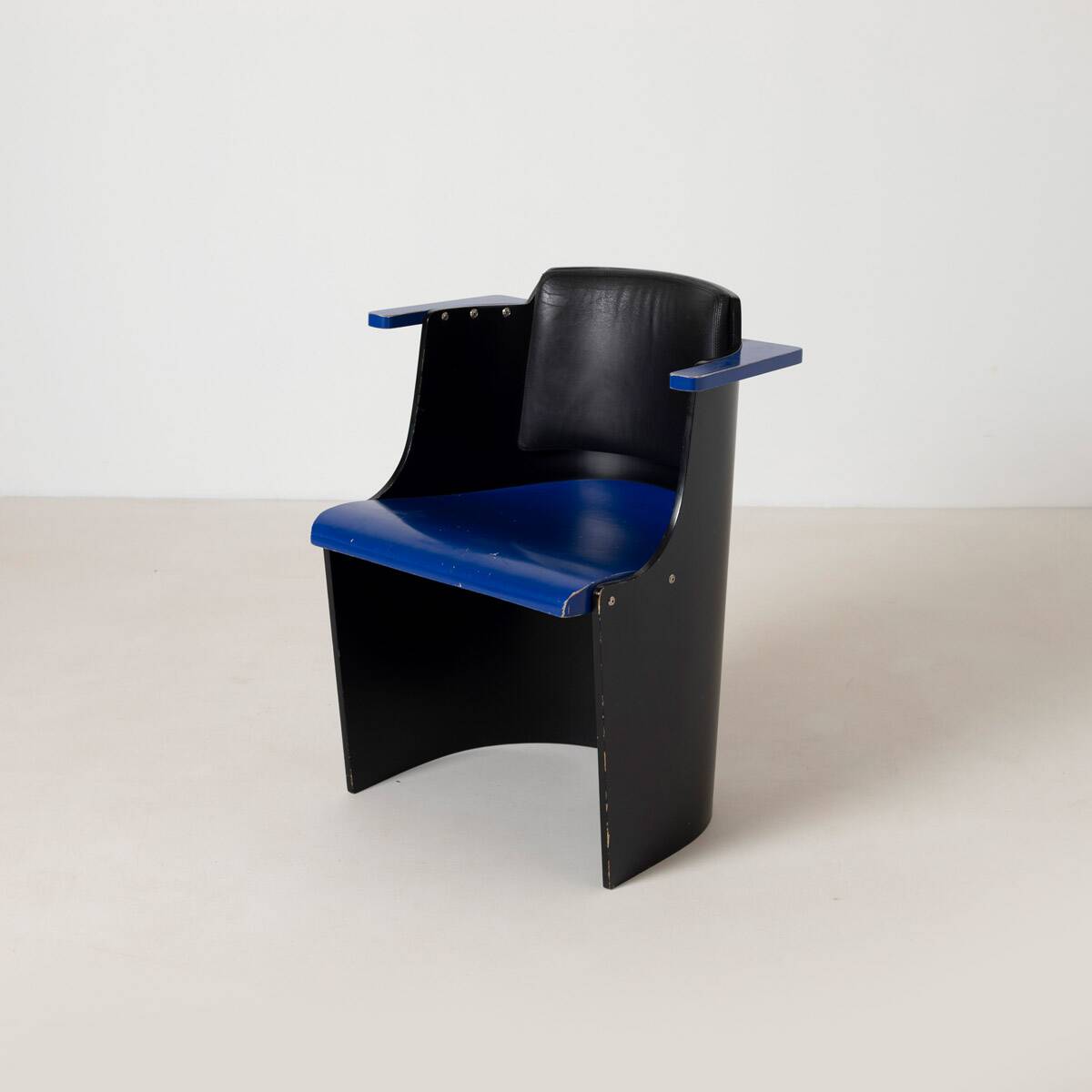 Bauhaus D61 Black and Blue Chair by El Lissitzky for Tecta, 1970s