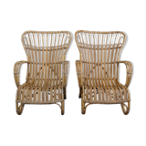 Ensemble de 2 fauteuils Rotan Dutch Design Belse 8, 1950