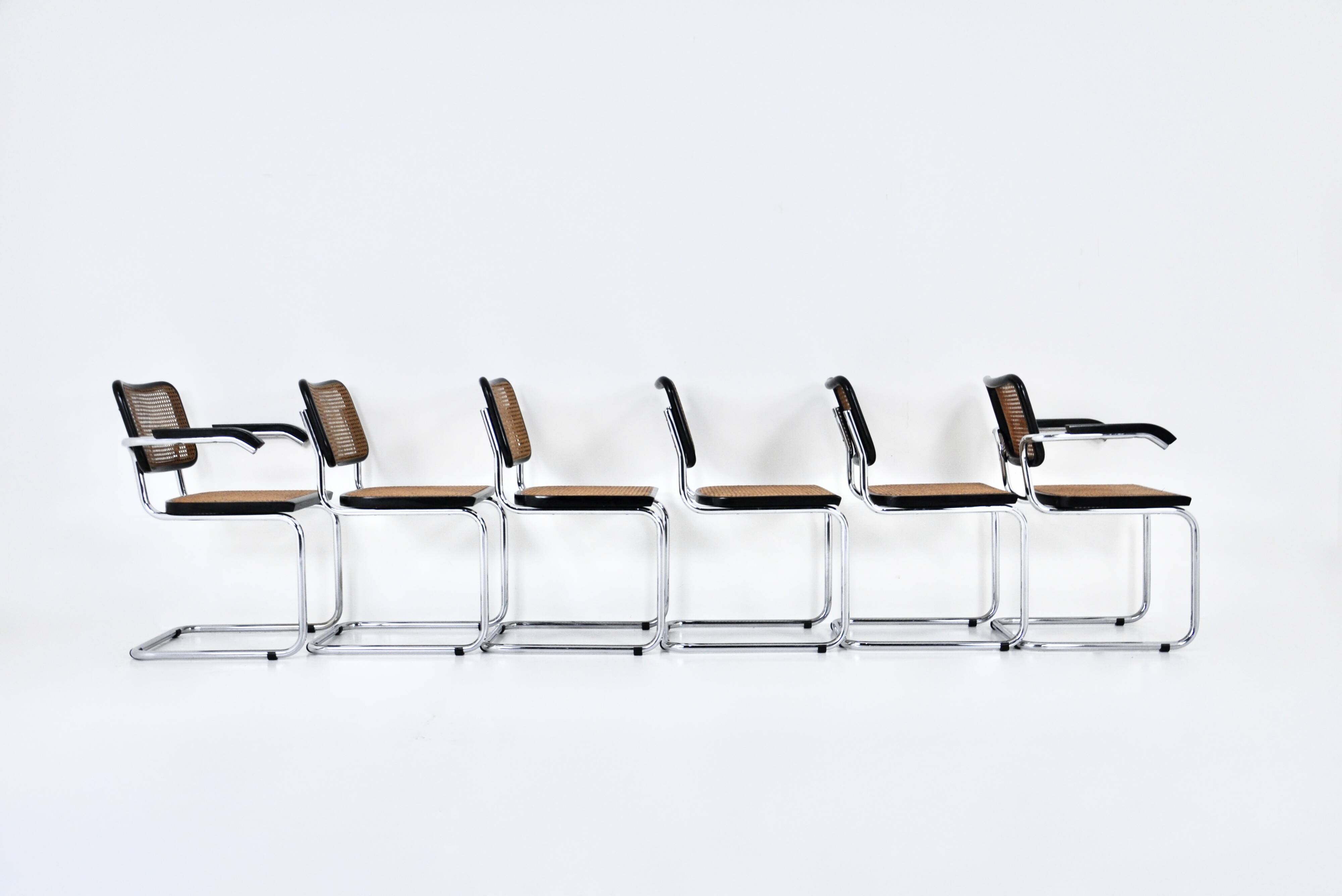 Ensemble de 6 chaises de salle à manger style B32 par Marcel Breuer