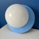 Vintage blue metal wall light with opaline globe – design luminaire