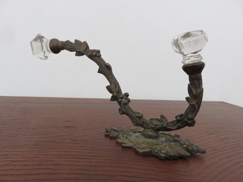 Art Deco bronze and glass coat rack from the 20s and 30s