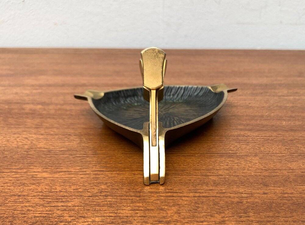 German brass ashtray with cigar cutter, 1950s.