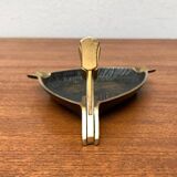 German brass ashtray with cigar cutter, 1950s.
