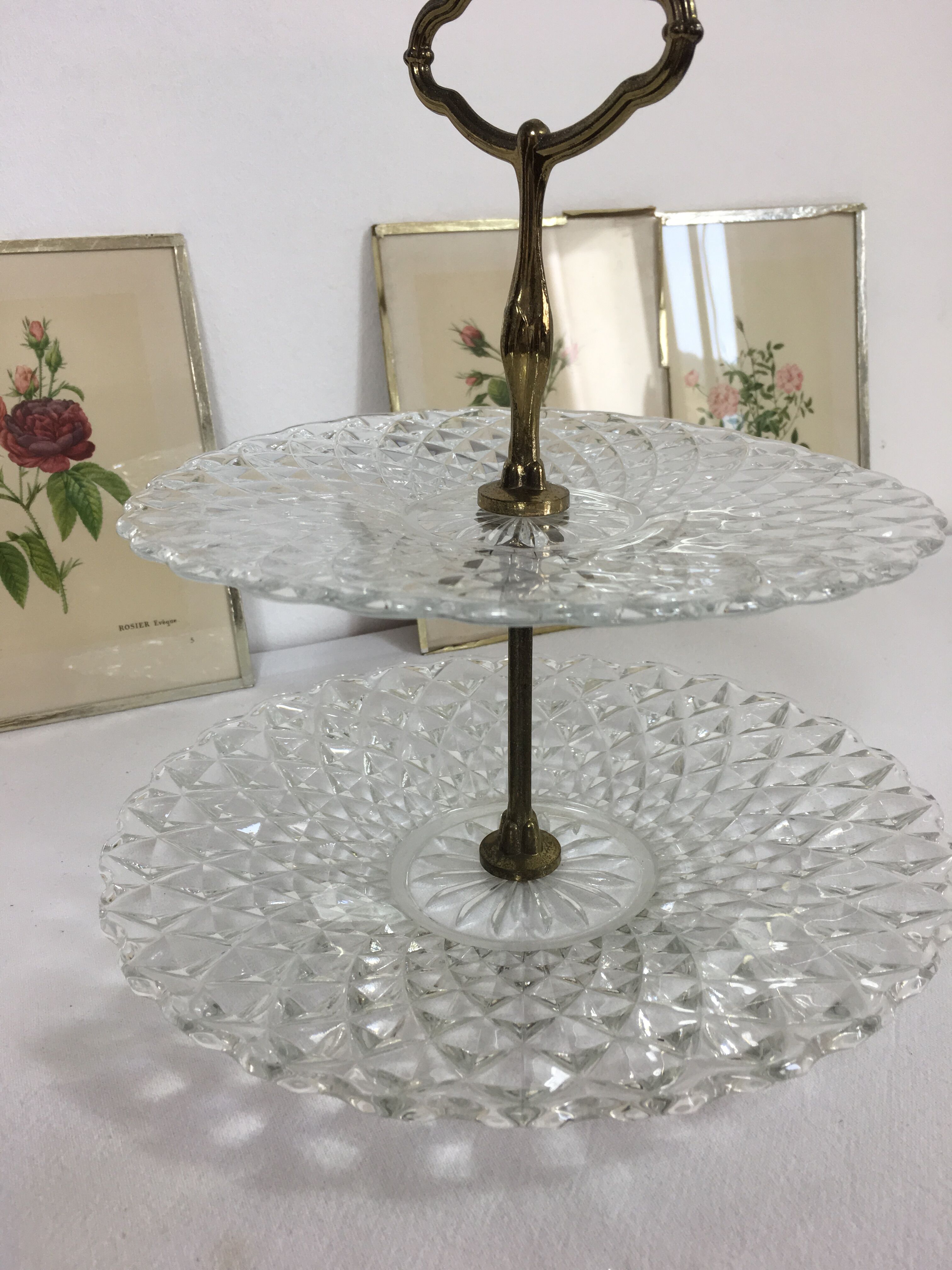 Présentoir 2 étages a gâteau Vintage