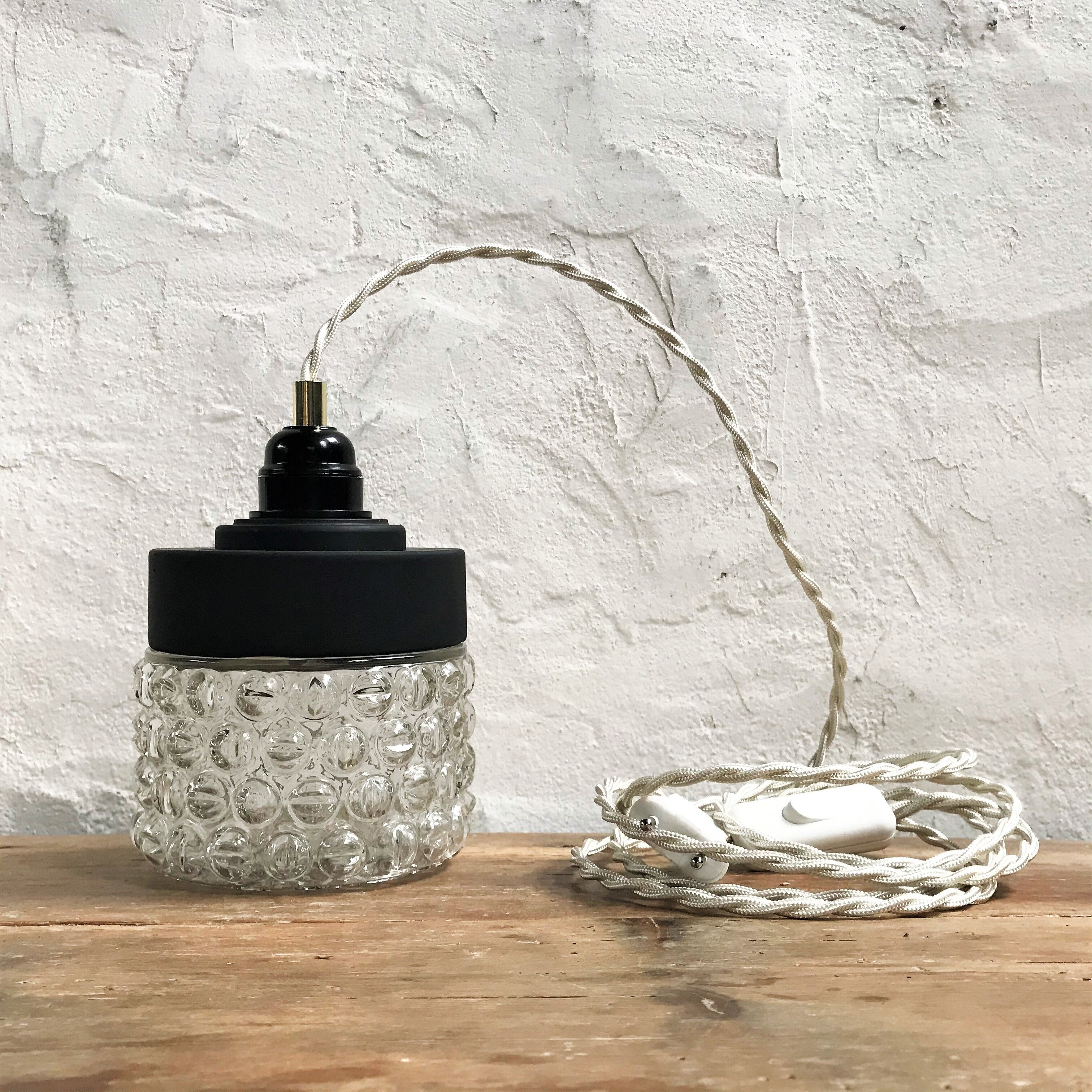Vintage glass hand lamp