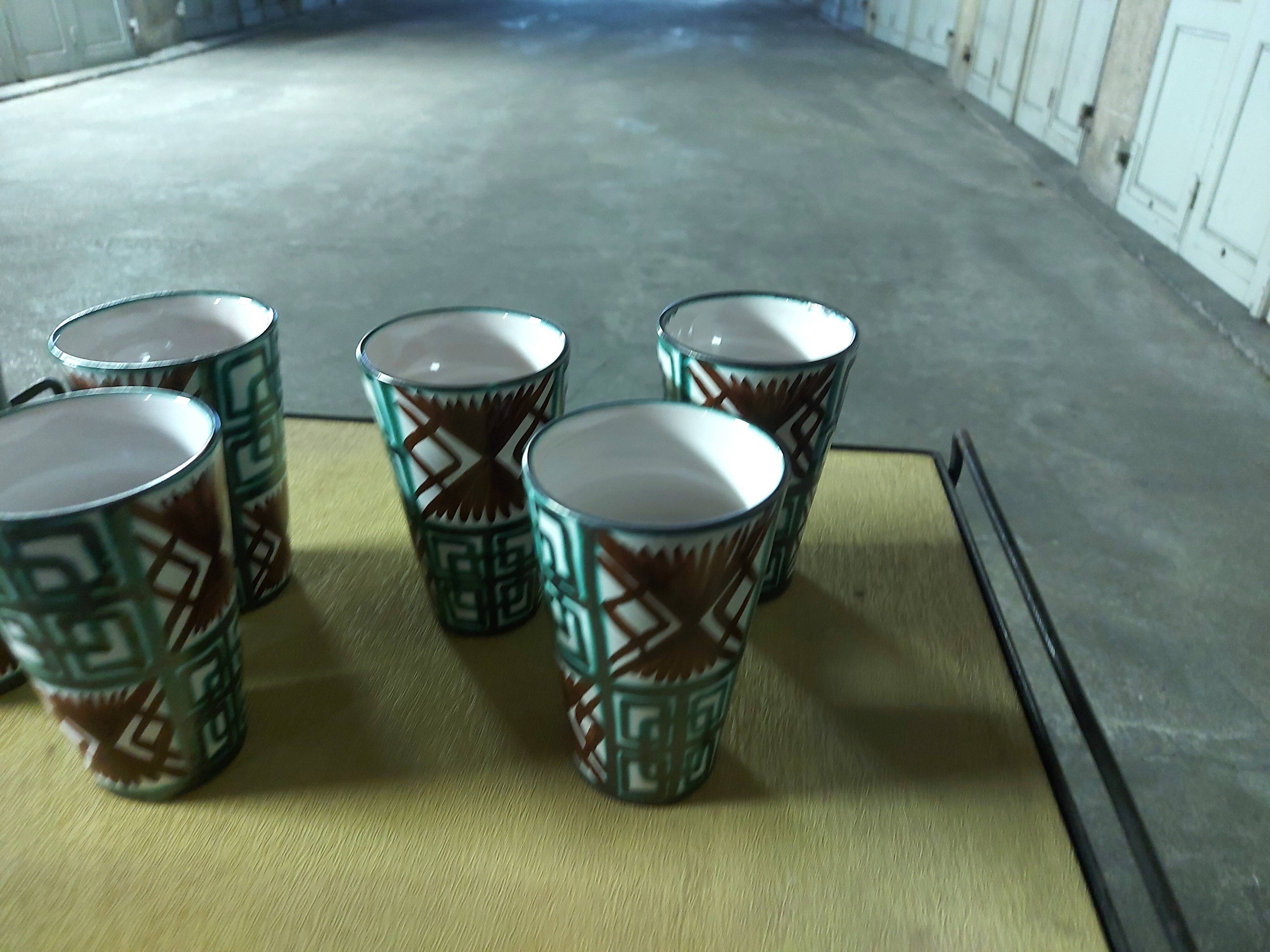 6 glasses, ceramic mugs, vallauris dominique baudart