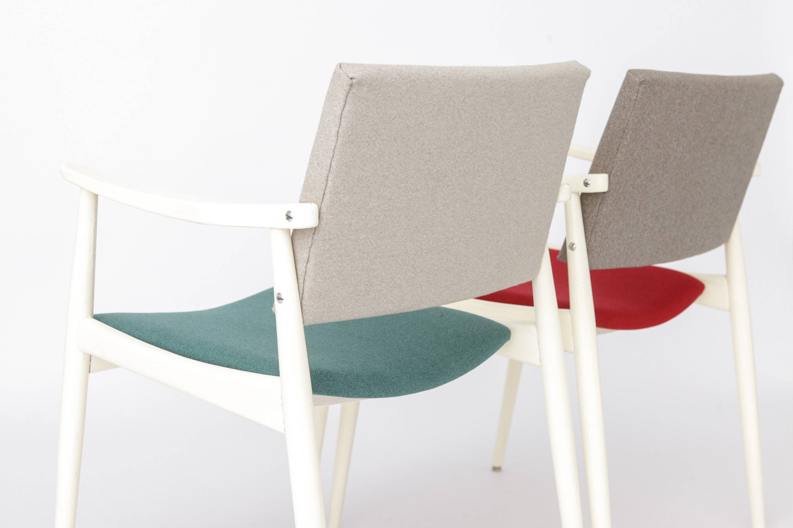 Paire de fauteuils vintage blancs, Allemagne années 1970, chaises de salle à manger du milieu du siècle