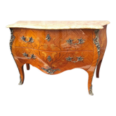 Commode ancienne style Louis XV marqueterie plateau marbre