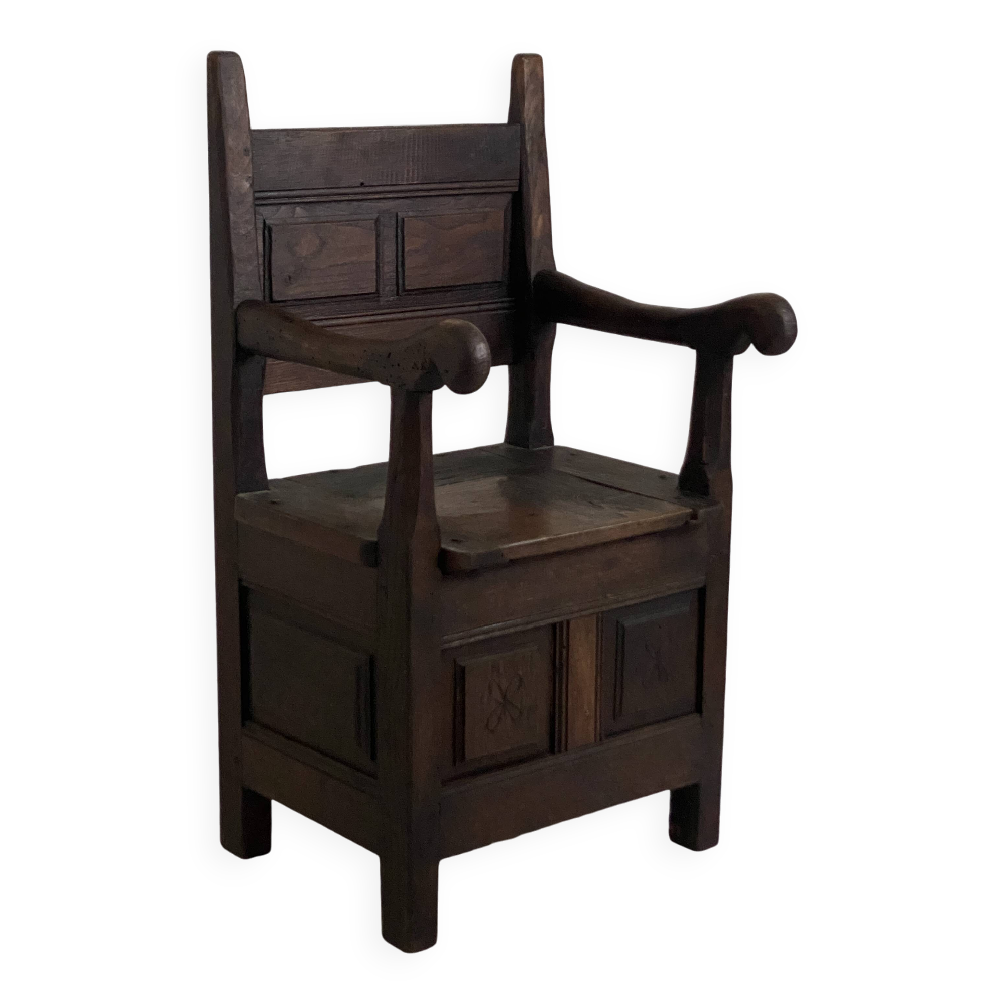 18th century solid oak chest armchair