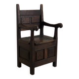 Fauteuil d’âtre formant coffre en chêne massif XVIIIème siècle
