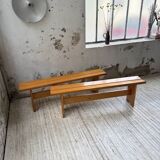 Pair of Charlotte Perriand Les Arcs pine benches