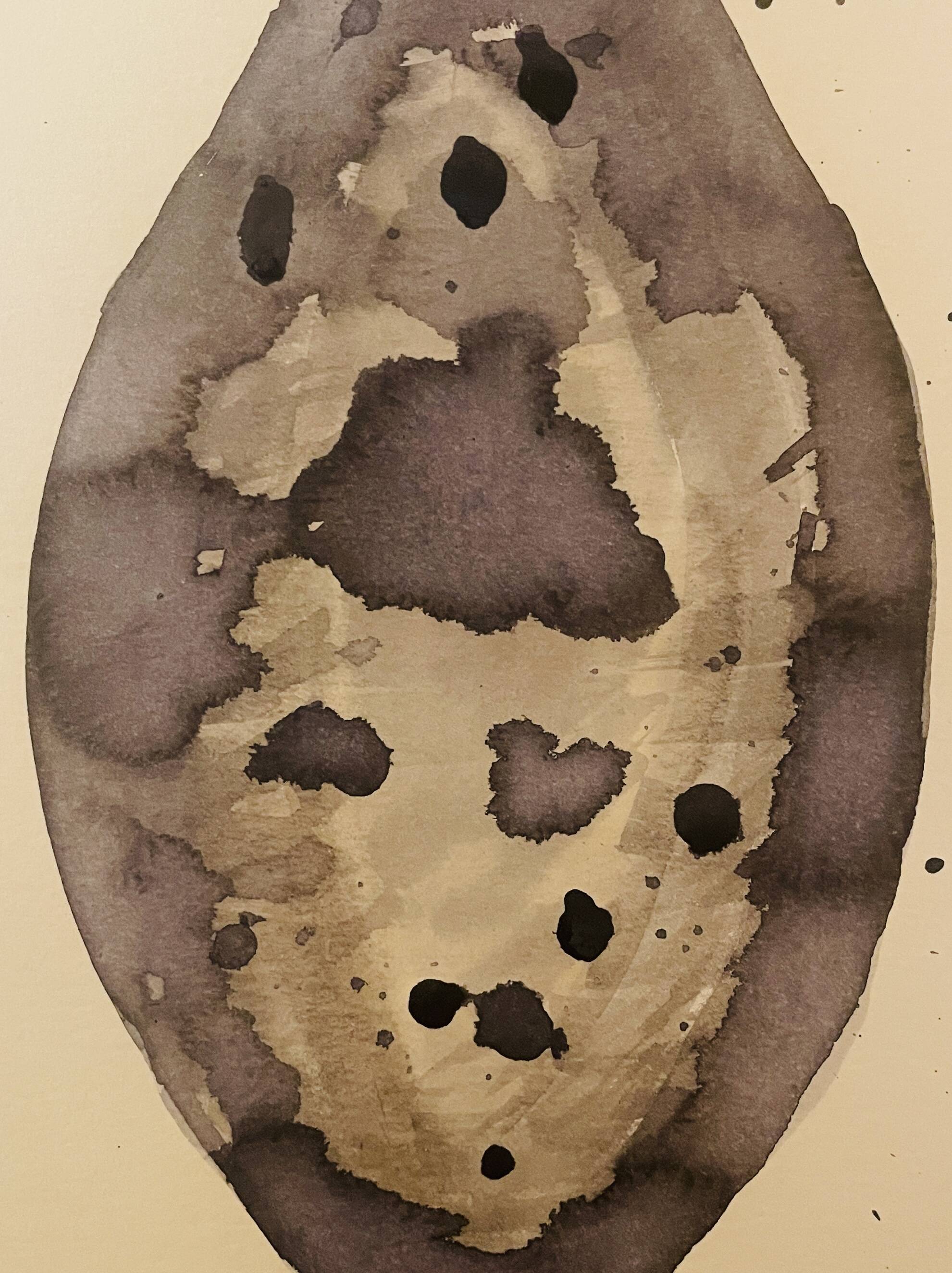 Signed watercolour and ink painting Vase Wabi Sabi Essaouira