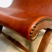 Set of 2 Spanish high-back leather slipper chairs by Pierre Lottier, 1950s