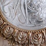 1960s molded glass ceiling light with brass crown