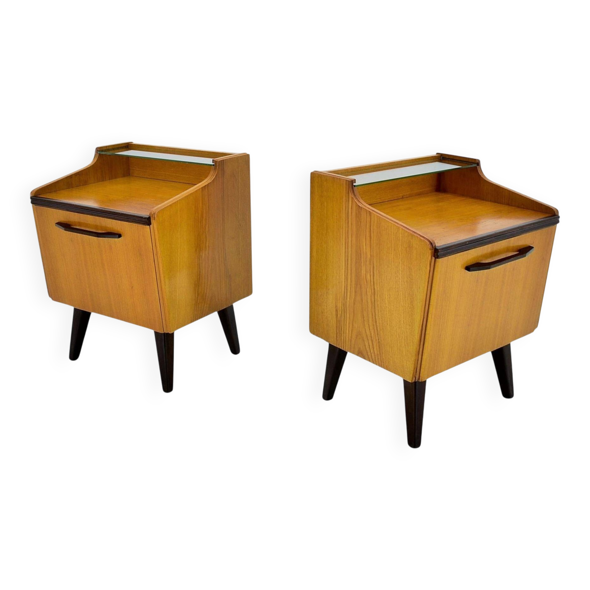 1960s pair of midcentury bedside tables by Mojmir Požár, Czechoslovakia