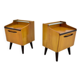 1960s pair of midcentury bedside tables by Mojmir Požár, Czechoslovakia