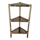Console d’angle en laiton et verre fumés