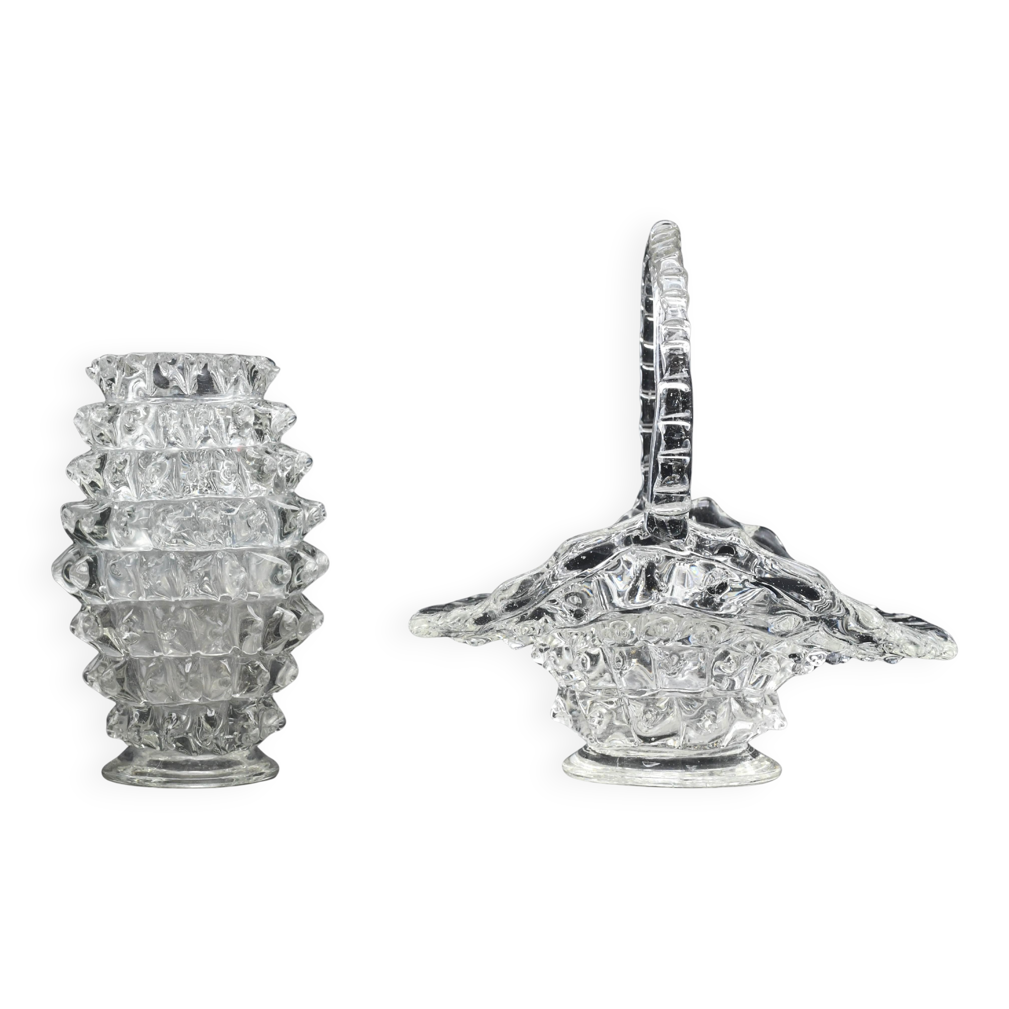 Set of 2 Ercole Barovier Rostrato Murano Italian Glass Vase for Barovier & Toso